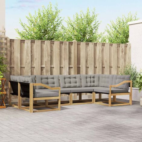 vidaXL Outdoor-Sofagarnitur mit Kissen 6 pcs Weiß und Hellgrau (1/5)