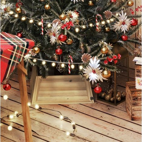 Gonna copribase per albero di Natale in legno di abete, effetto invecchiato, DESVIAE (1/5)