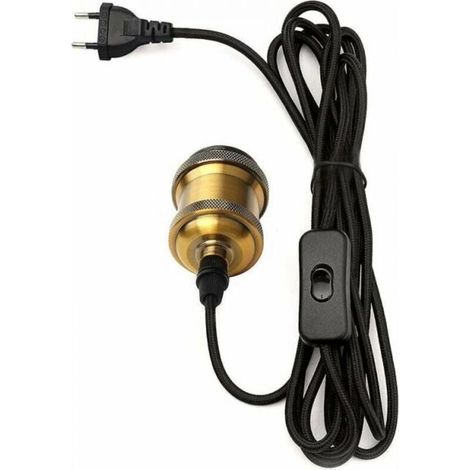 1.2 mètres Douille E27 avec Interrupteur, Fil électrique en Tissu de Câble de pour Douille Ampoule/ Edison retro suspension Luminair/ Lampe Créative, Adaptateur de Lampe Vintage Laiton