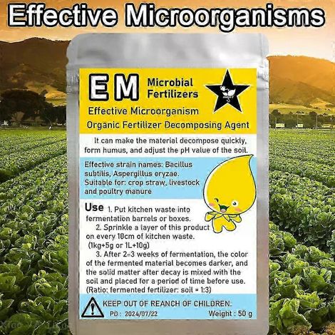 Huiyun 50g EM Microorganismes efficaces Engrais organique Compost Fermentation Son Déchets de cuisine Fournit de la matière organique au sol (1/5)