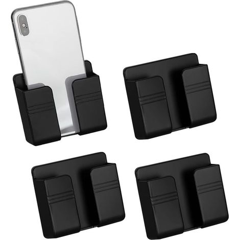 Online Store - Ensemble de 4 supports muraux pour téléphone avec adhésif, support de charge avec trou pour câble de données (1/5)