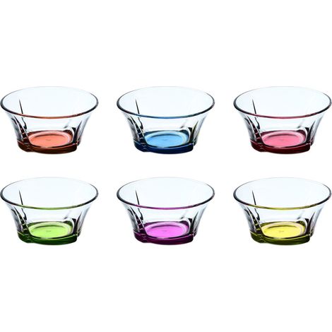 Lot de 6 coupes à glace en verre transparent – Diamètre 11cm – Capacité 30cl – Pour desserts colorés – LAV