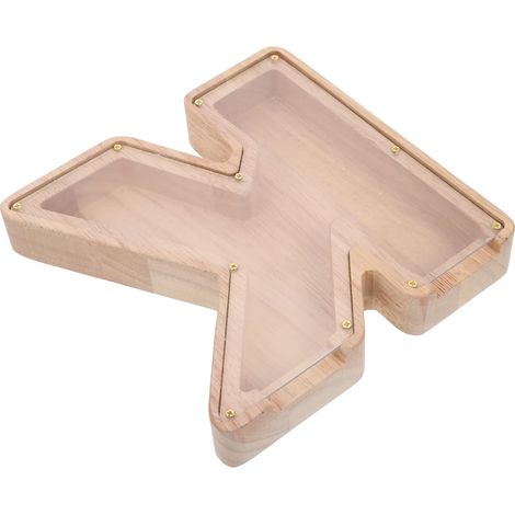 Tirelire Lettre en Bois Khaki, Boîte de Sauvegarde de Bureau Transparente (1/5)