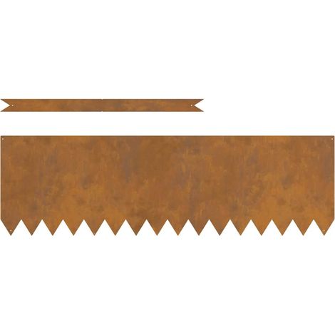 Lawn Edging 10 pcs 100 x 0.05 x 30 cm Weathering Steel Rusty vidaXL