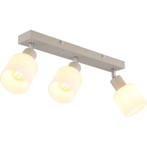 Deckenlampe Spotleiste Spotleuchte E14 3-Flammig sandfarben Glas opal schwenkbar (1/5)