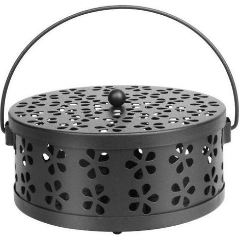 Support Bobine Moustique Porte-Spirale Anti-moustiques Porte-encens Portable Conteneur de Boîte Mosquito Porte-encens en Métal Brûleur D'encens pour Patio Extérieur à Maison, (noir) (1/4)