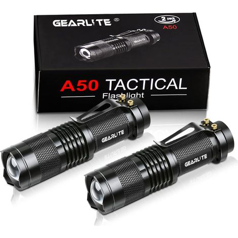 Mini Lampe de Poche, 2 Pièces Aluminium Lampe Torche Led Ultra Puissante avec Clip, 3 Modes Lampe Torche Zoomable, IP44 Étanche Lampe de Poche pour Enfants, Camping, Randonnée Cadeau