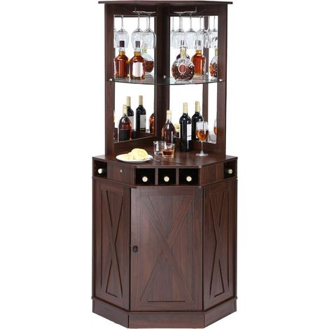 Rangement pratique pour salon et bar à domicile, buffet à vin marron 40+ bouteilles avec porte-verres (1/5)