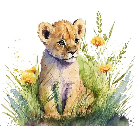 Papier peint panoramique Enfants - Lionceau - 130 cm x 84 cm (1/2)