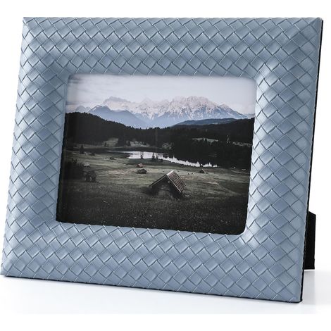 Cadre photo 12,7 x 17,8 cm en cuir bleu pour mur, table, format horizontal et vertical (1/5)