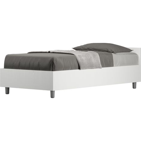 Letto Singolo 80x200 cm con Rete e Contenitore Nuamo Bianco Frassino (1/5)