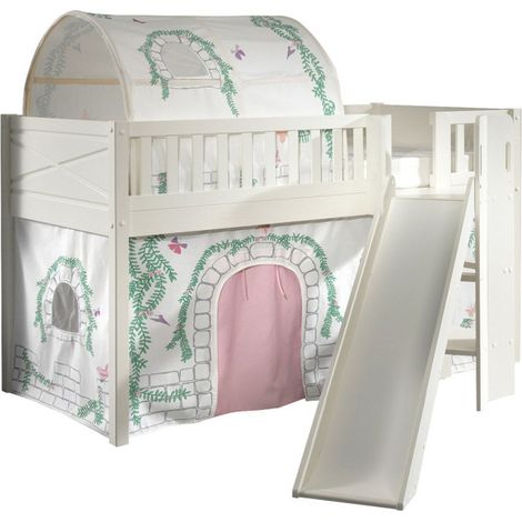 Lit Enfant Toboggan, Tente & Tunnel "Scott Birdy" 90x200cm Blanc (1/5)