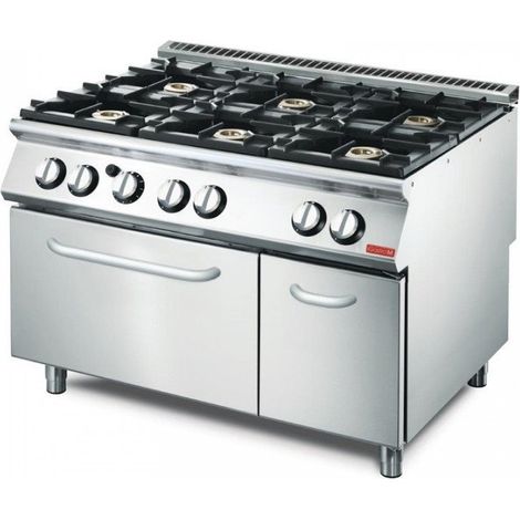 Fourneau 6 feux et four gaz 700 GM70/120CFG - 1200 x 700 x 850 mm - Gastro M