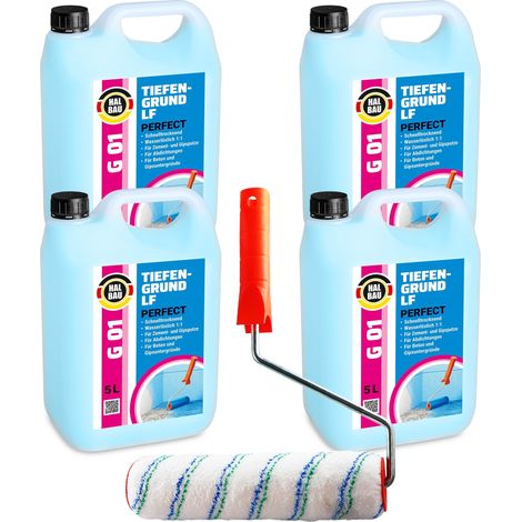 HALBAU Tiefengrund LF Gipsputz Grundierung Innen Außen G01 - 20L + Farbrolle 25cm (1/5)