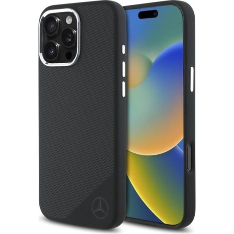 Mercedes MEHMP16L23SUGDK iPhone 16 Pro 6.3 negro/negro funda rígida de silicona con logotipo tonal y diseño de madera MagSafe (1/5)