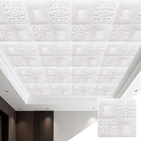 20-Pack Self-Adhesive Foam Ceiling Stickers, Impact-Resistant, Easy to Cut and Clean, 35x35 cm (1/5)