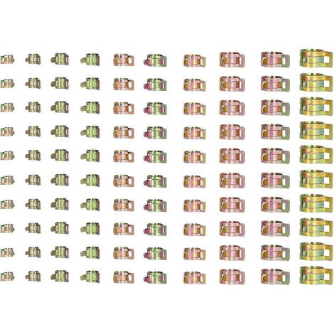 100 Stück Schlauchschellen, verzinkt, elastisch, verstellbar, deutsche Ausführung, Rohrschellen-Set FS090222