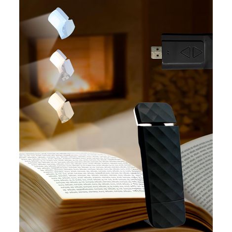 Lampe de Lecture LED Rechargeable USB,5 LED 3 Modes Couleurs,80 Heures d'Autonomie,Idée Cadeau Noël,Liseuse Portable pour Lire au Lit (1/5)