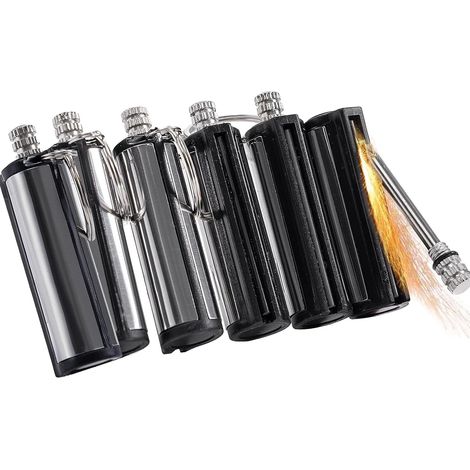 Lot de 6 briquets allumettes permanents, étanches à accrocher sur clés, Allume-feu réutilisable sans Essence pour Survie et Camping (Carburant Non Inclus)