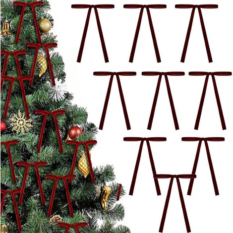 36 Pièces Nœuds de Noël en Velours,13x18cm Noeud Vintage Bourgogne Ornements Sapin de Noël,Noeuds Ruban Velours pour Couronne Décoration de Noel La Maison Mariage Intérieur Extérieur (1/5)