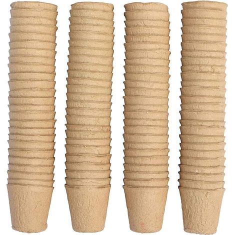 100 Pieces Pot Semis Biodegradable, Godet Semis Biodegradable, Pot pour Semis, 8cm, Rond, Outils de Jardinage à Domicile (1/5)