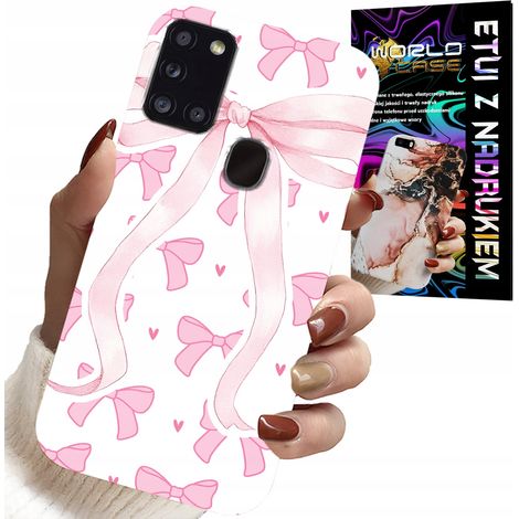 Custodia per Samsung Galaxy A21s - nastri rosa con motivi alla moda (1/5)