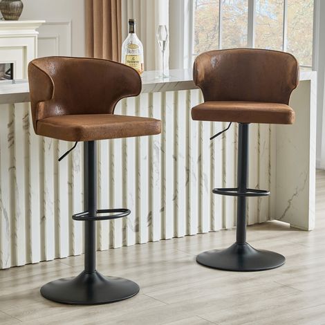 chaise banc tabouret pivotant réglable tissu marron HAVRYA (1/5)