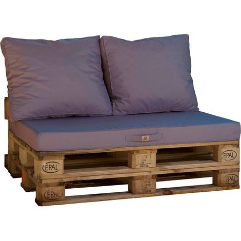 Lot matelas pour palette déhoussable avec assise de 120x80x10cm et dossier Gris Carbone