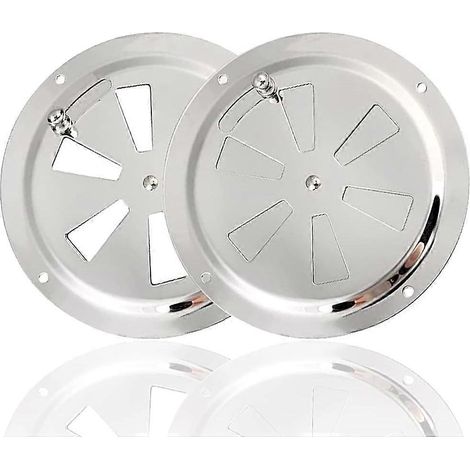 Grille de ventilation ronde de 125 mm, lot de 2 grilles d'aération en acier inoxydable, ouverture d'aération réglable (1/5)