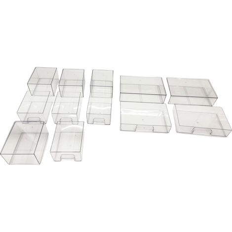 Tiroirs Rangement Empilables Clair Transparent Acrylique – Organisateur Maquillage Salle de Bain Plastique Bacs Cosmétiques Toilette Armoire Garde-Manger 2 Large 4 Petit (1/5)