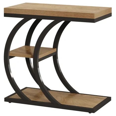 Table d'appoint contemporaine 3 niveaux en bois et métal (1/5)