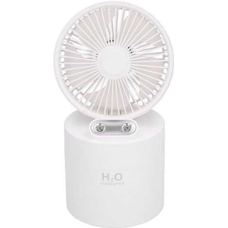 Ventilateur humidificateur 4000 mAh à double brumisation, rechargeable par USB, blanc, idéal pour les dortoirs. (1/5)
