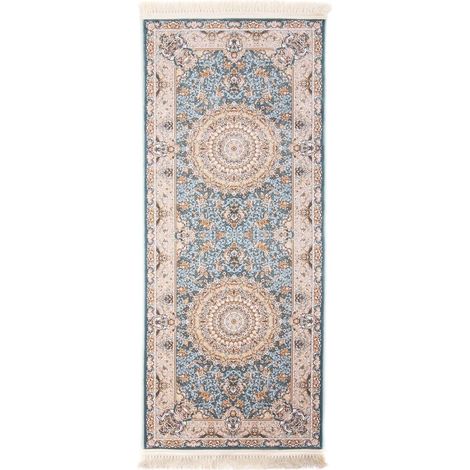Tapis persan Suzan - 300x100cm, Rectangular - 100% Acrylique - Tissé - Vert de mer (1/5)