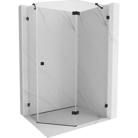 Mexen Lunar Fünfeck-Duschkabine klappbar rechts 90 x 80 cm, transparent, schwarz - 831-090P-080L-70-00-P (1/5)