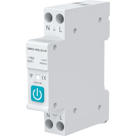 Disjoncteur intelligent pour Tuya WiFi 1P Rail DIN Commutateur de commande manuel/télécommande Trois modes de synchronisation 100-240 V AC (16 A) (1/5)