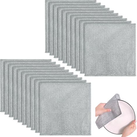 30 pezzi di strofinacci multifunzionali in filo metallico, antigraffio, strofinacci in filo metallico 20x20 cm per uso asciutto e bagnato (1/5)