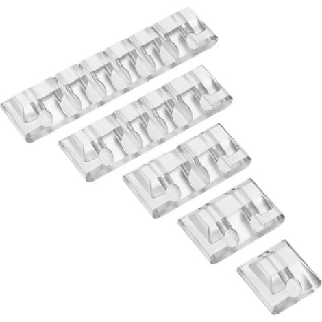 Clips Câble Organisateur Bureau - Lot de 5 - Range Câbles Silicone Fixe Câble Adhésif Attache-Câble Rangement Cordon de Bureau pour Câbles de Chargeur/Souris/Écouteur/Téléphone - Transparent (1/5)