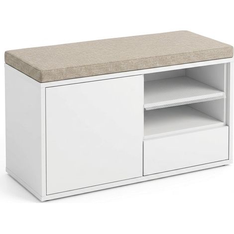 Scarpiera Panca Salvaspazio Robusta Mobile Ingresso Legno 80x35x46 cm bianco (1/5)