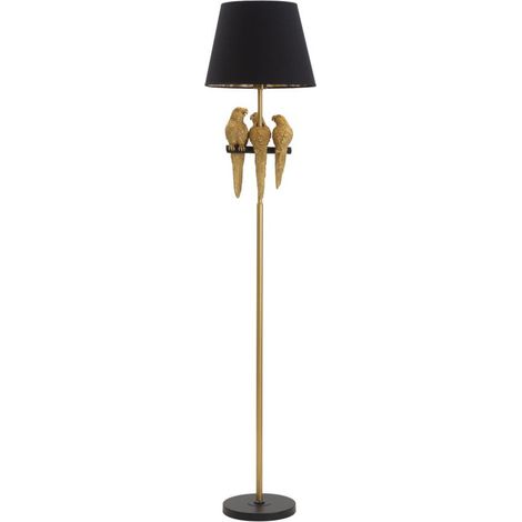Lampadaire Design "Perroquets" 164cm Or & Noir