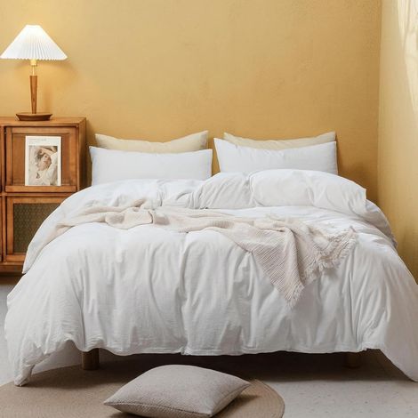 Housse de Couette imperméable Doux et Confortable Protège Couette imperméable hypoallergénique étanche Waterproof Duvet Protector (Blanc, 240 x 220 cm) (1/5)