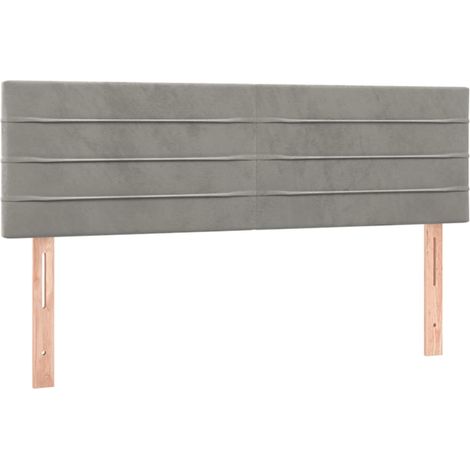 Testiera letto accessorio camera da letto mobili LED 144 x 5 x 78/88 cm tessuto in velluto grigio chiaro TDL0201394