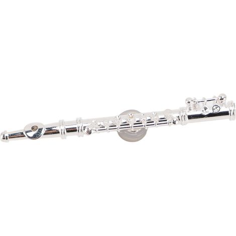 Aimant miniature réplique de flûte en argent, aimant décoratif en métal pour instrument de musique miniature (1/5)