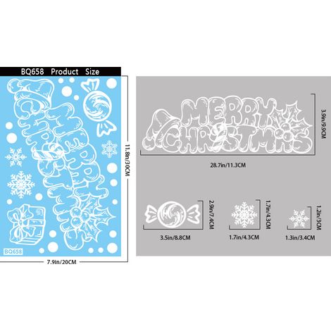 Autocollants de Noël, traîneau, boîte cadeau, autocollants pour vitres, flocons de neige blancs, sapin de Noël, autocollants électrostatiques, décorations de fenêtre, autocollants pour fenêtres.