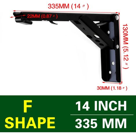 (Noir 35,5 cm - Espagne) 2 équerres triangulaires pliables, support robuste, réglables, fixation murale, pour banc, table ou étagère, quincaillerie pour meubles (1/5)