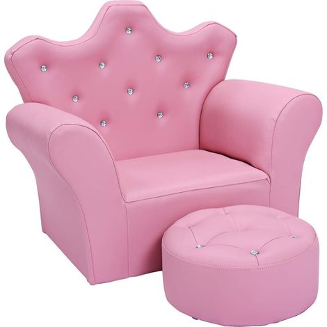 Sofá Infantil con Reposapiés Sofá para Niños 58 x 31 x 49 cm Sofá Princesa Acolchada (1/5)