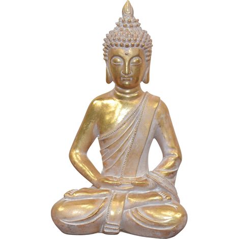 Buda sentado en poliresina – Elegante acabado dorado patinado 31 cm de alto DEC050022 (1/3)