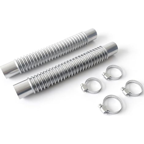 Tuyau d'échappement en acier inoxydable de 20 cm pour générateur avec 2 pièces et 4 pinces de fixation, Tuyau flexible pour chauffage diesel, réducteur de bruit et étanchéité parfaite (1/5)