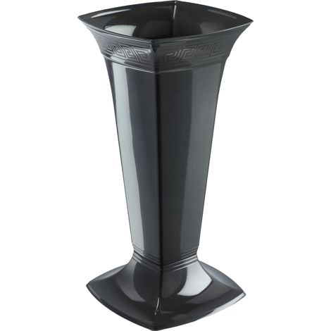 Jarrón de plástico resistente, diseño elegante, color gris. (1/2)