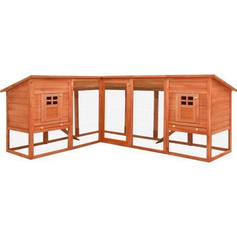 Conejera de exterior con carril 250 x 192 x 105 cm madera maciza de abeto marrón 020000596