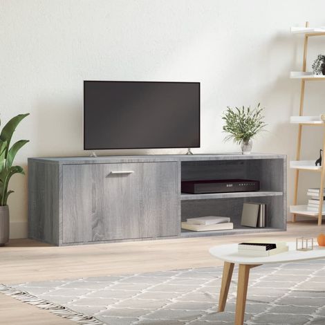 Mueble de TV de madera de ingeniería gris 120x34x37 cm